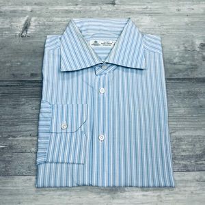 Borrelli Blue w/ White Stripe Dress Shirt 16-34